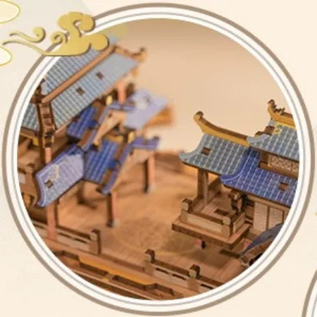 3D Holz Puzzle - Wind Voyager Gesamtansicht mit detaillierter Szenerie