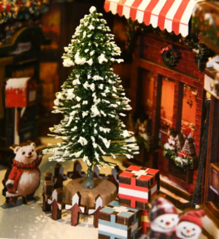 Book Nook - Christmas Street Corner Gesamtansicht mit detaillierter Szenerie