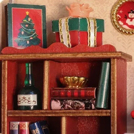 Obere Ansicht des Miniature Haus - Warm Christmas Lodge mit detaillierten Mustern und Beleuchtung