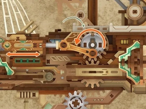 Detailansicht eines dekorativen Elements im 3D Holz Puzzle - Sailing In Fog mit feinen Details