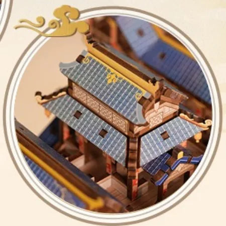 Detailansicht eines dekorativen Elements im 3D Holz Puzzle - Wind Voyager mit feinen Details