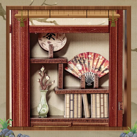 Detailansicht eines dekorativen Elements im Book Nook - Kirishima Cha-an mit feinen Details