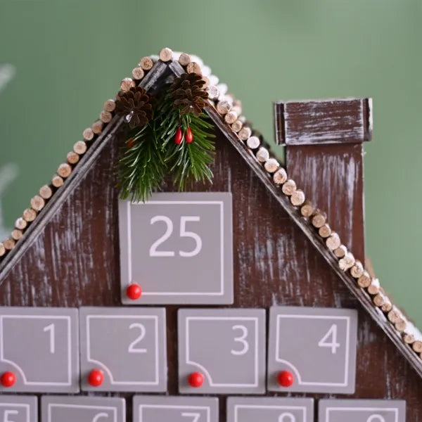 Detailansicht eines dekorativen Elements im Graues Holzhaus Adventskalender mit feinen Details