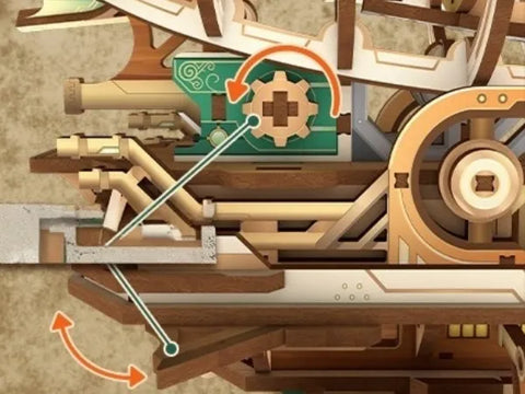 Nahaufnahme des 3D Holz Puzzle - Sailing In Fog mit reichhaltigen Details