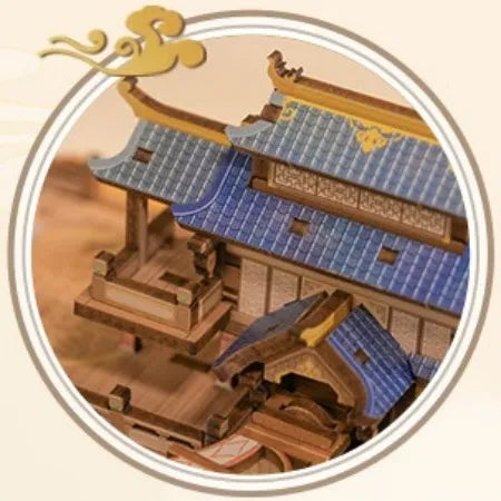Nahaufnahme des 3D Holz Puzzle - Wind Voyager mit reichhaltigen Details