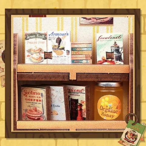 Detailansicht eines dekorativen Elements im Book Nook - Cooking Bookstore mit feinen Details