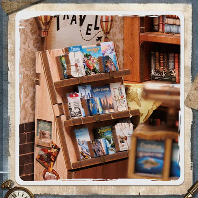 Nahaufnahme des Book Nook Kit | Journey Trace Bookshop mit reichhaltigen Details