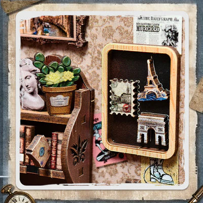 Detailansicht eines dekorativen Elements im Book Nook Kit | Journey Trace Bookshop mit feinen Details