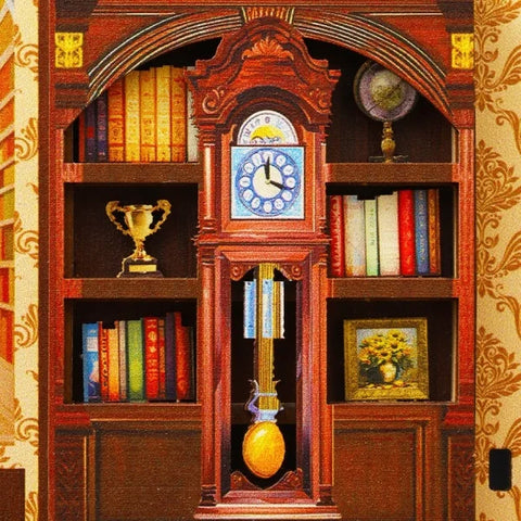 Seitliche Ansicht des Miniatur Haus Bausatz - Wanguo Bookstore mit gut sichtbaren Elementen