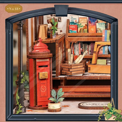 Miniatur Haus Bausatz - Jack's Bookery Gesamtansicht mit detaillierter Szenerie