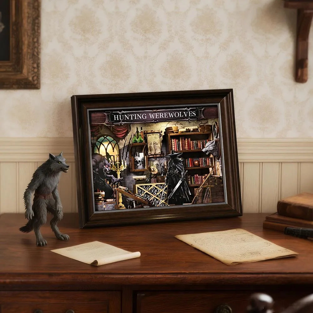 Diorama Hunting Werewolves esposto verticalmente su un mobile