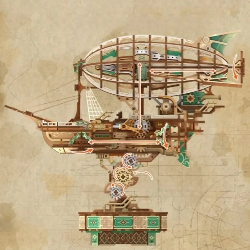 Nahaufnahme des 3D Holz Puzzle - Sailing In Fog mit reichhaltigen Details
