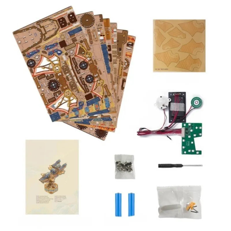 Komponenten des 3D Holz Puzzle - Wind Voyager