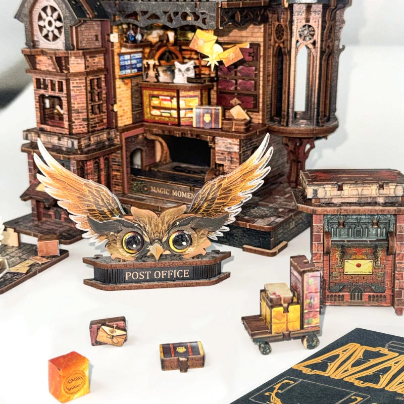 Miniatur Haus Bausatz - Owl Post Office | DIY 3D-Holzpuzzle