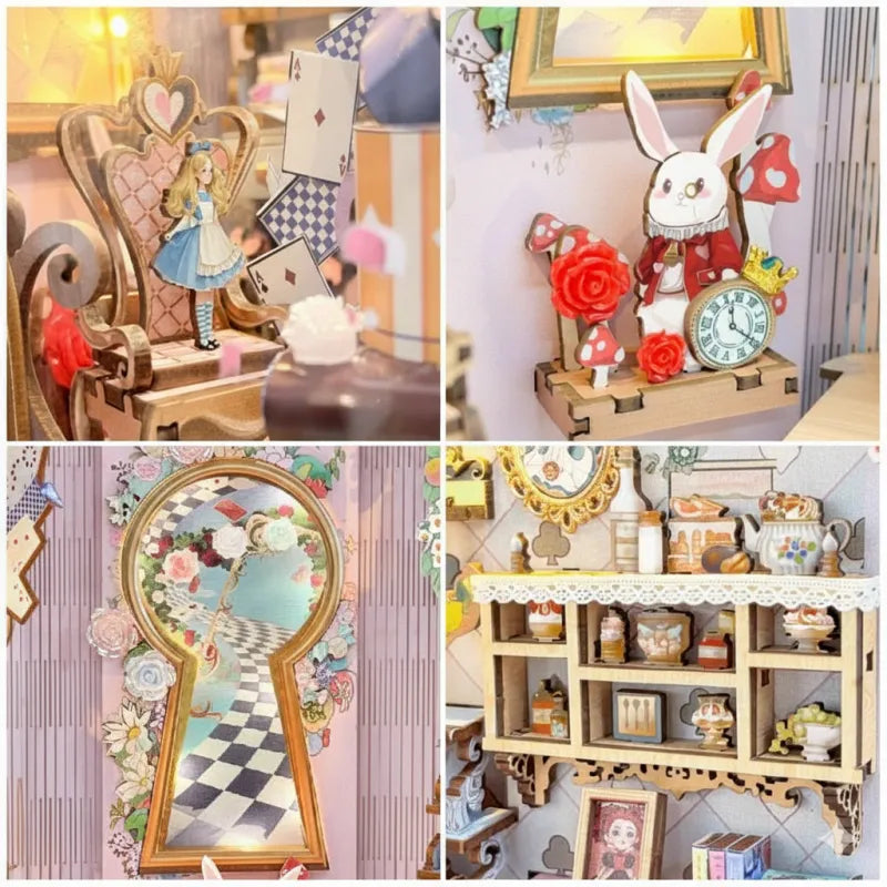 Detailansicht eines dekorativen Elements im Book Nook - Alice's Tea Party Diary mit feinen Details