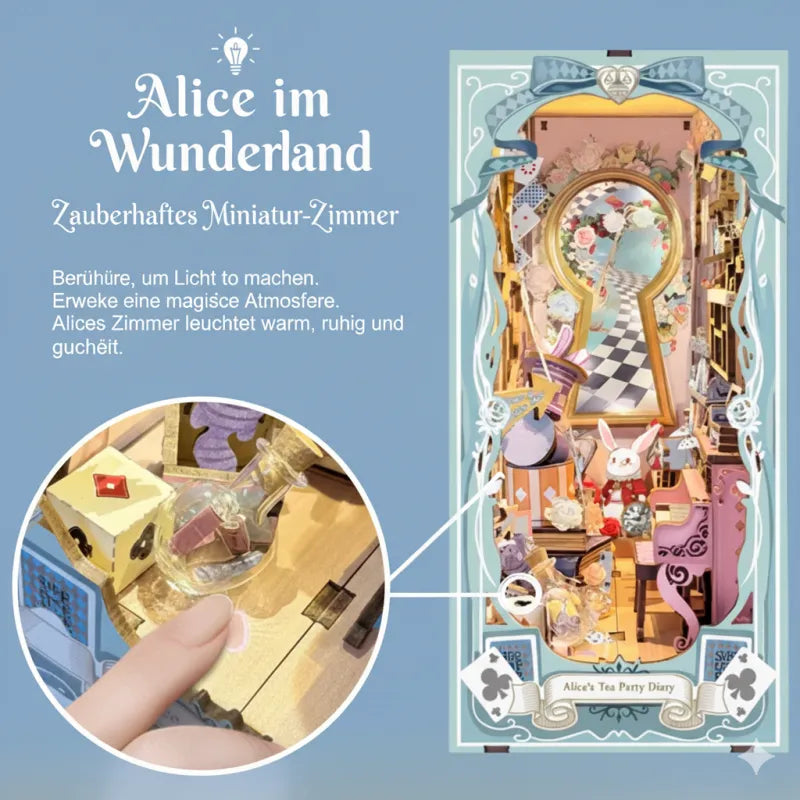 Book Nook - Alice's Tea Party Diary mit Touch-Switch-Lichtfunktion