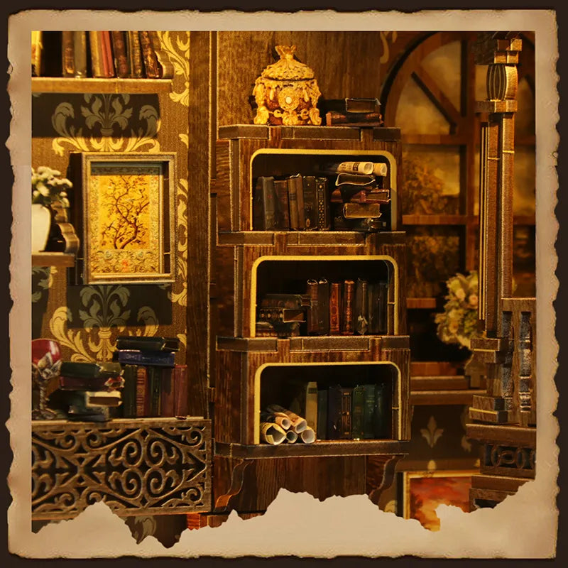 Nahaufnahme des Book Nook - Ancient Book Collection Room mit reichhaltigen Details