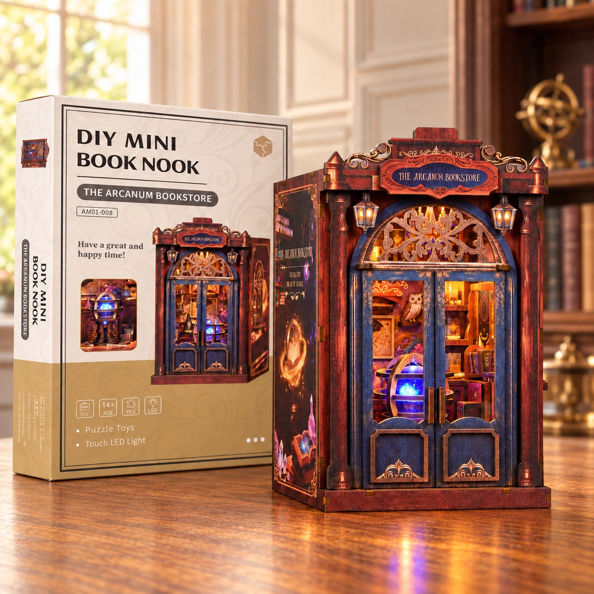 Arcanum Bookstore – Modello accanto alla confezione
