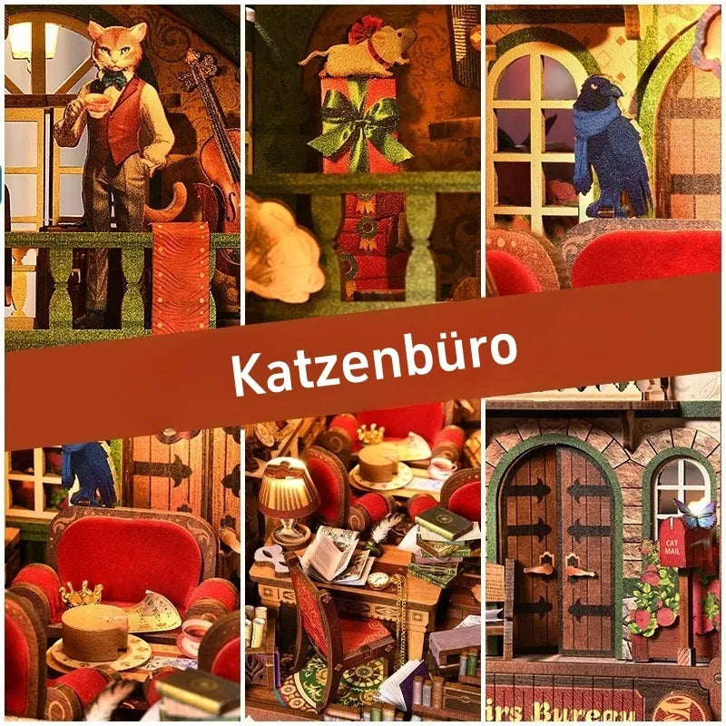 Detailansicht eines dekorativen Elements im Book Nook - Cat Affairs Bureau mit feinen Details