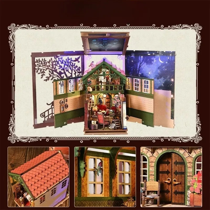 Detailansicht eines dekorativen Elements im Book Nook - Cat Affairs Bureau mit feinen Details