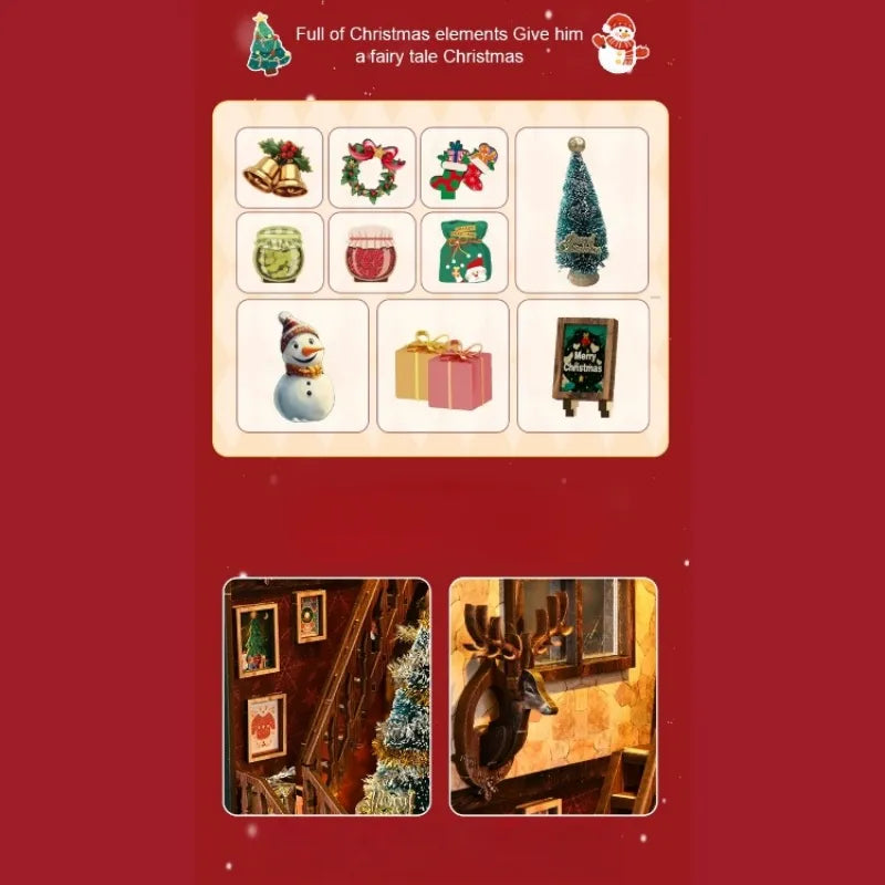 Nahaufnahme des Book Nook - Christmas Shop mit reichhaltigen Details