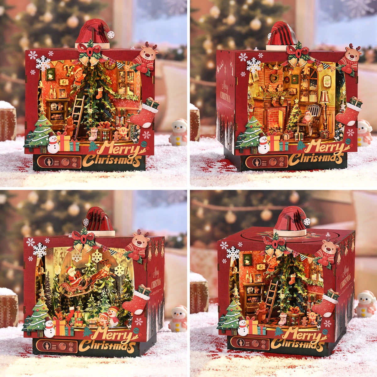 Diverse viste delle tre scene natalizie di Christmas Trioz Rotating