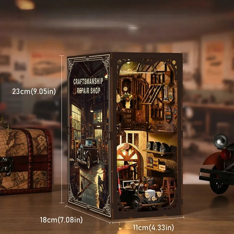 Book Nook - Craftsmanship Repair Shop mit detaillierten Abmessungen