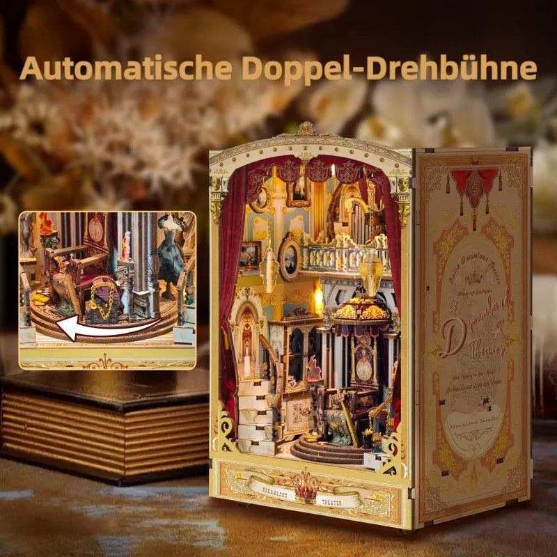 Eigenschaften des Book Nook - Dreamland Theater wie hochwertige Materialien und LED-Lichter