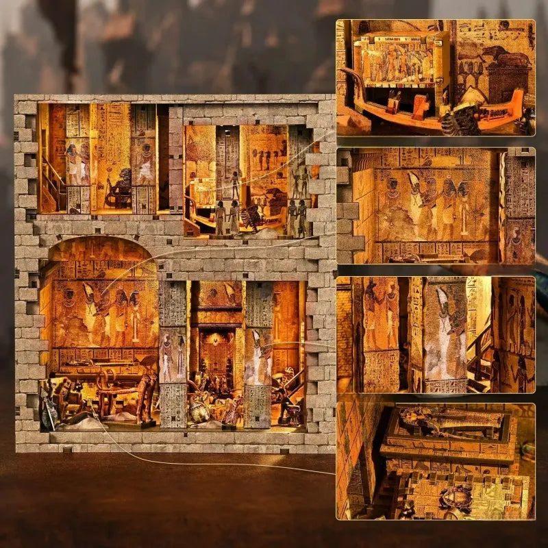 Nahaufnahme des Book Nook - Egyptian Pharaoh's Tomb mit reichhaltigen Details