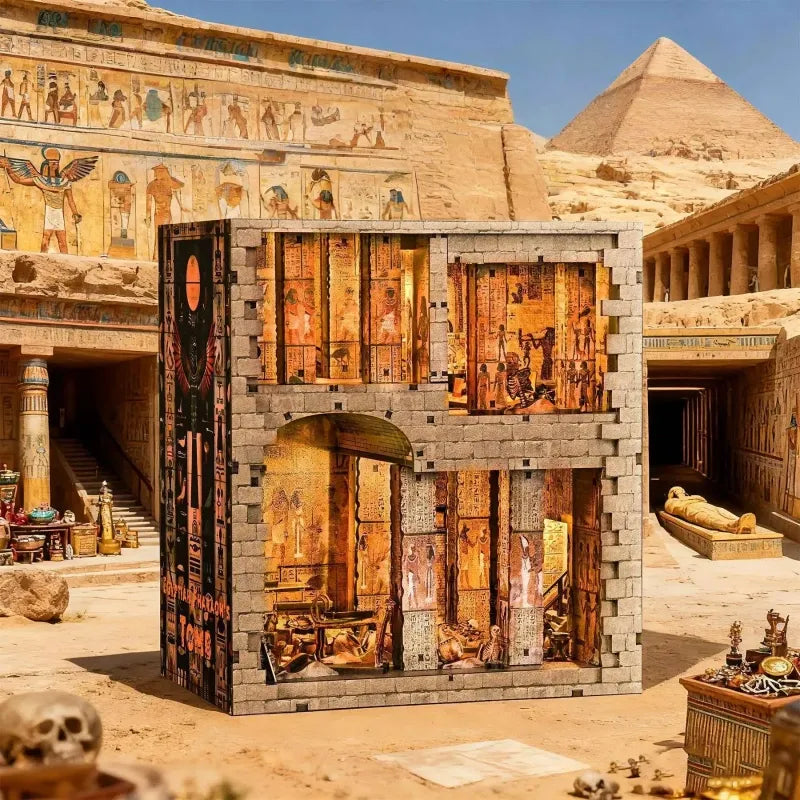 Seitliche Ansicht des Book Nook - Egyptian Pharaoh's Tomb mit gut sichtbaren Elementen