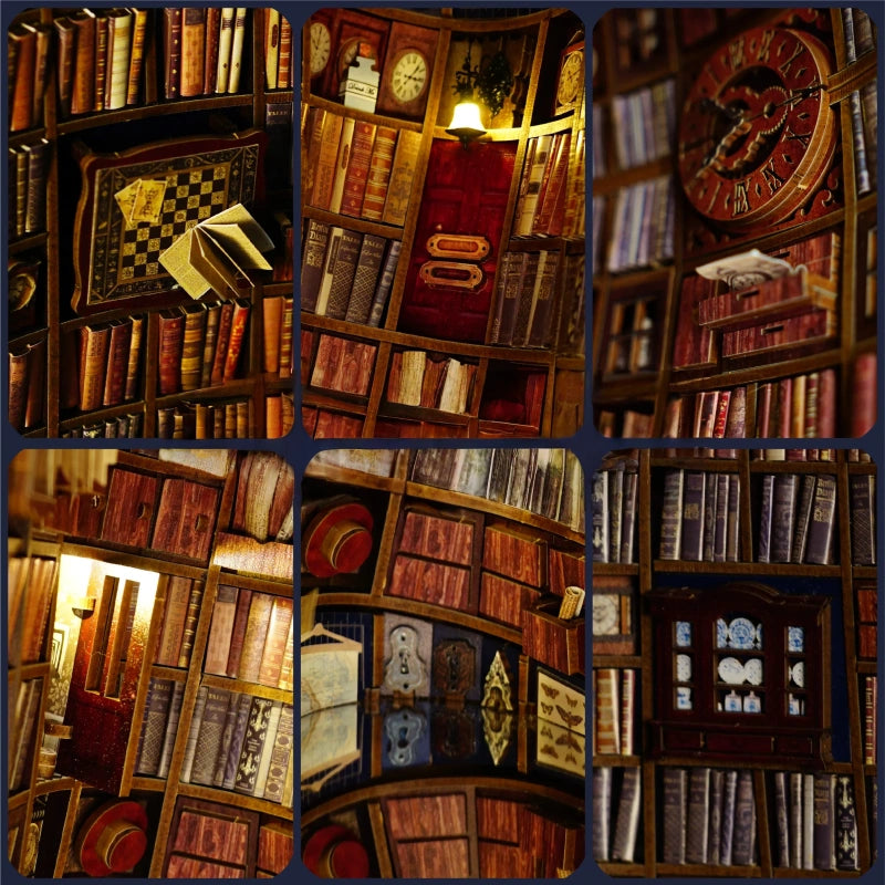 Detailansicht eines dekorativen Elements im Book Nook - Falling Library mit feinen Details