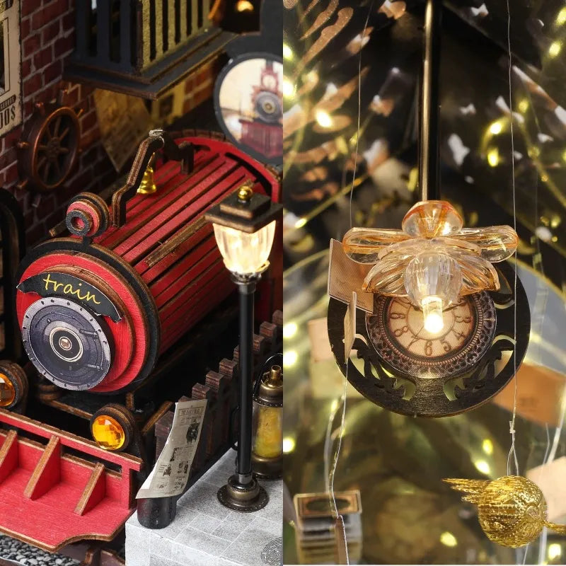 Detailansicht eines dekorativen Elements im Book Nook - Fantasy Train Platform mit feinen Details