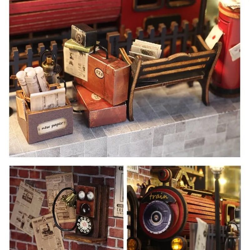 Detailansicht eines dekorativen Elements im Book Nook - Fantasy Train Platform mit feinen Details