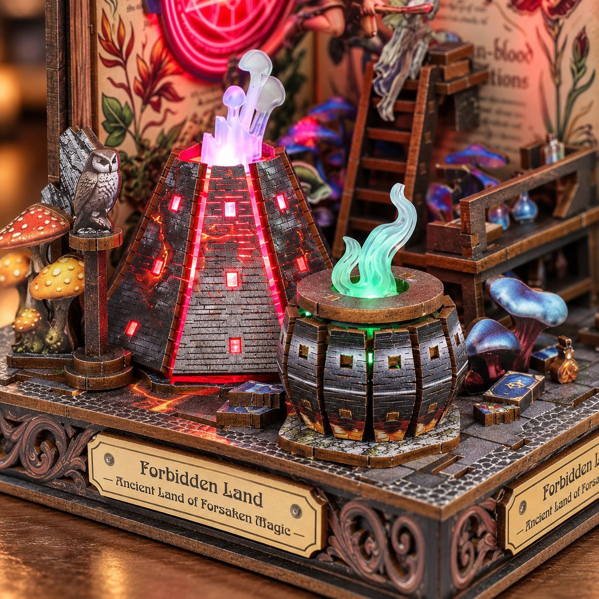 Forbiddden Land – Piccola torre e calderone con fiamme decorative colorate