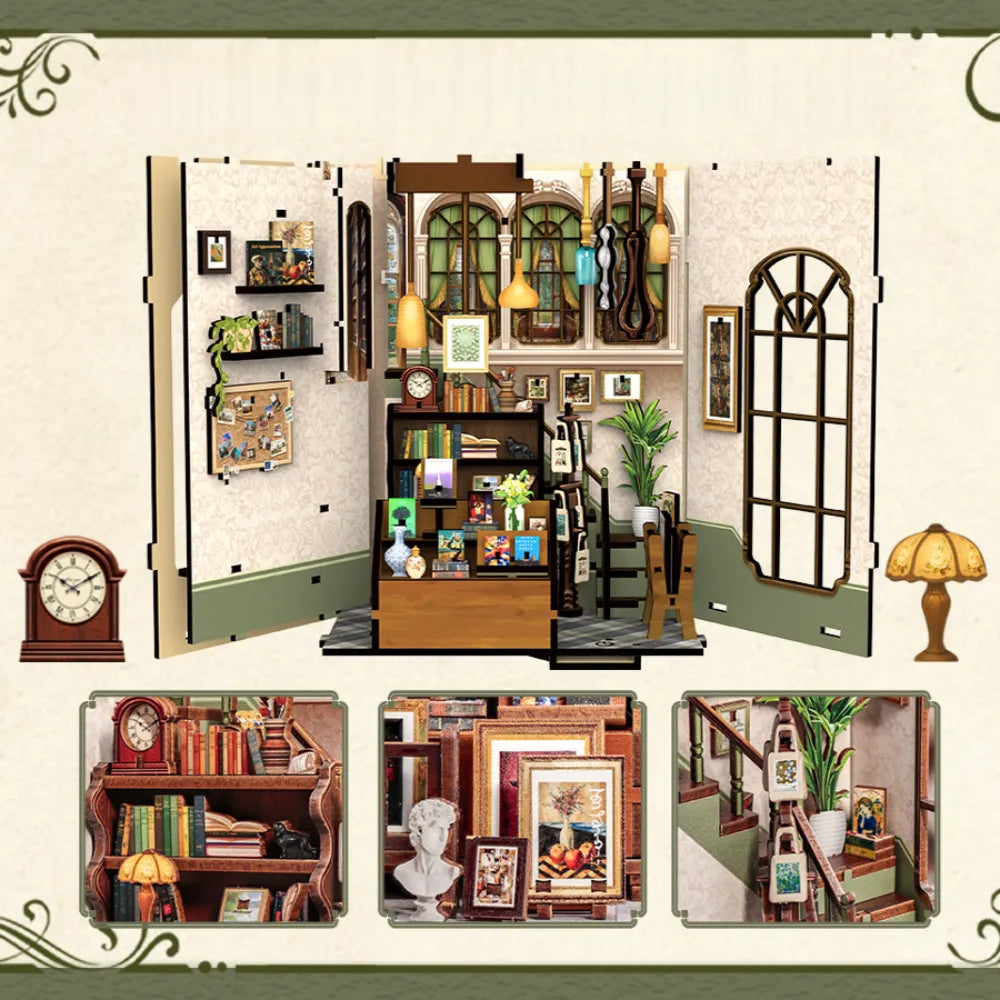 Nahaufnahme des Book Nook - Gallery Bookstore mit reichhaltigen Details