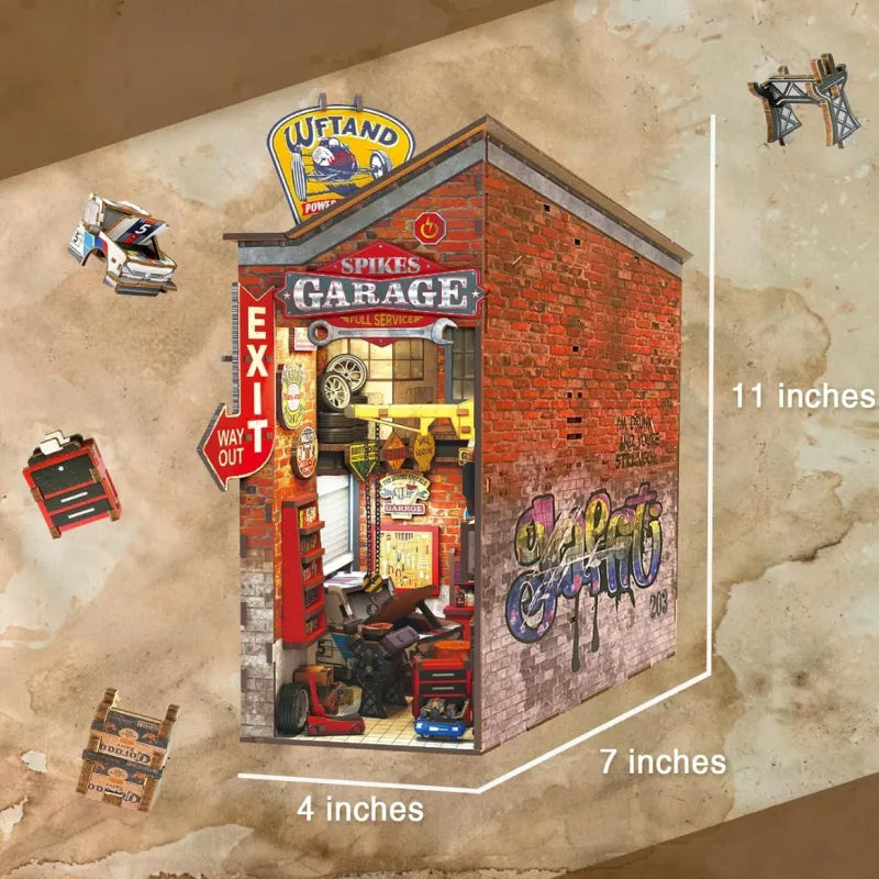 Book Nook - Garage mit detaillierten Abmessungen