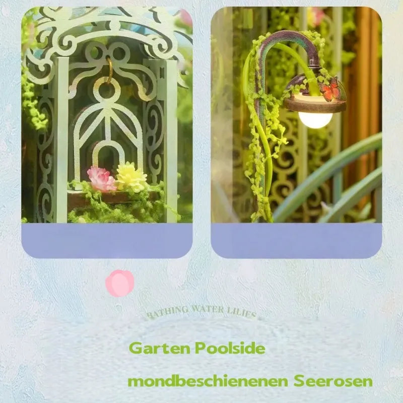 Detailansicht eines dekorativen Elements im Book Nook - Giverny Garden mit feinen Details