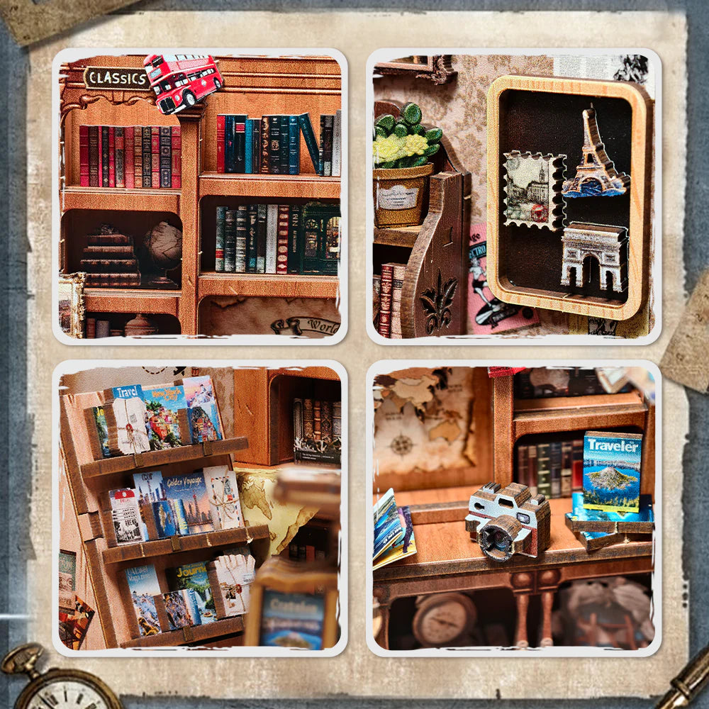 Detailansicht eines dekorativen Elements im Book Nook Kit | Journey Trace Bookshop mit feinen Details