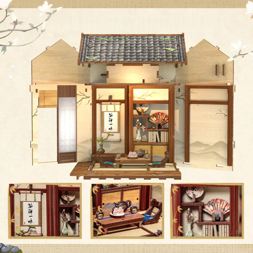 Nahaufnahme des Book Nook - Kirishima Cha-an mit reichhaltigen Details