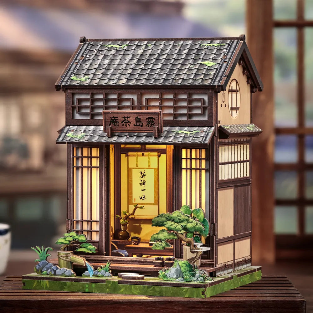Seitliche Ansicht des Book Nook - Kirishima Cha-an mit gut sichtbaren Elementen