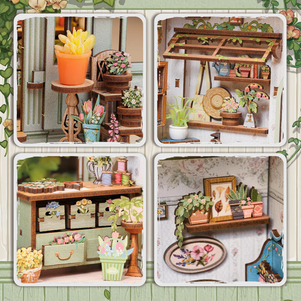 Detailansicht eines dekorativen Elements im Book Nook Kit | Champs-Élysées Florist mit feinen Details