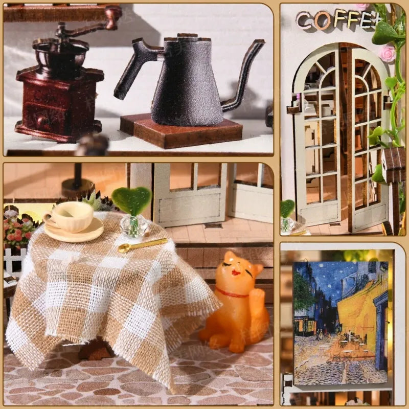 Detailansicht eines dekorativen Elements im Book Nook Kit - Coffee Garden mit feinen Details