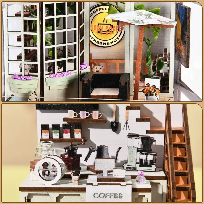 Detailansicht eines dekorativen Elements im Book Nook Kit - Coffee Garden mit feinen Details