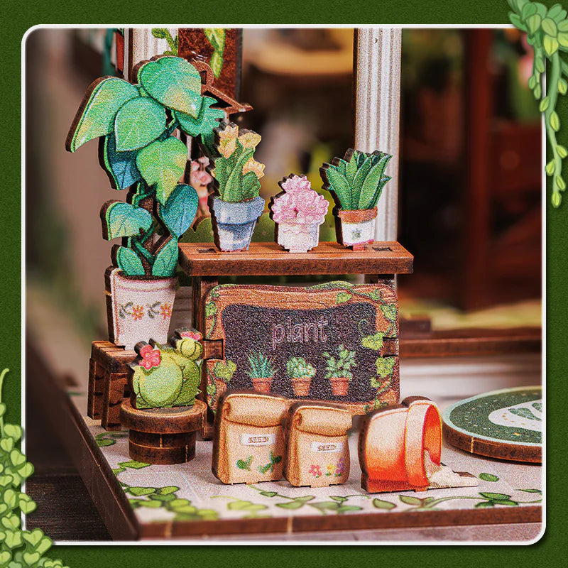 Detailansicht eines dekorativen Elements im Book Nook Kit | Green Life Bookshop mit feinen Details