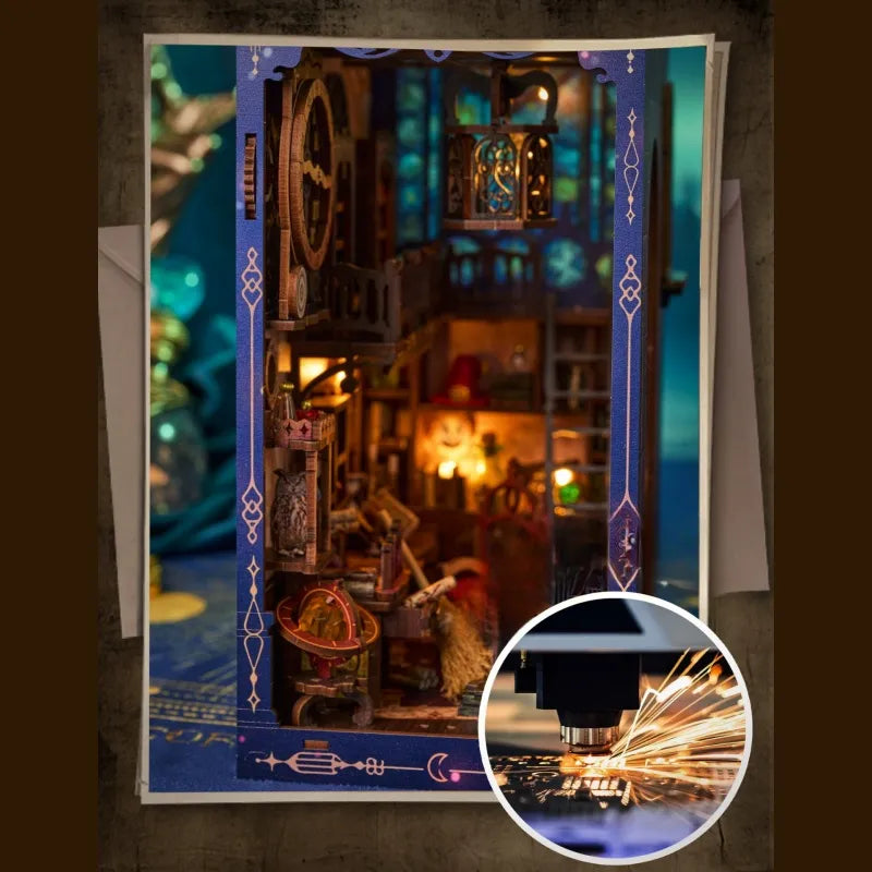 Nahaufnahme des Book Nook - Magic Research Society mit reichhaltigen Details