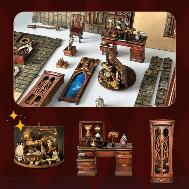 Nahaufnahme des Book Nook - Magic Studio mit reichhaltigen Details
