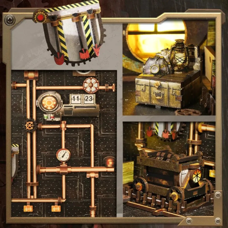 Detailansicht eines dekorativen Elements im Book Nook - Mechanical Rhythm mit feinen Details