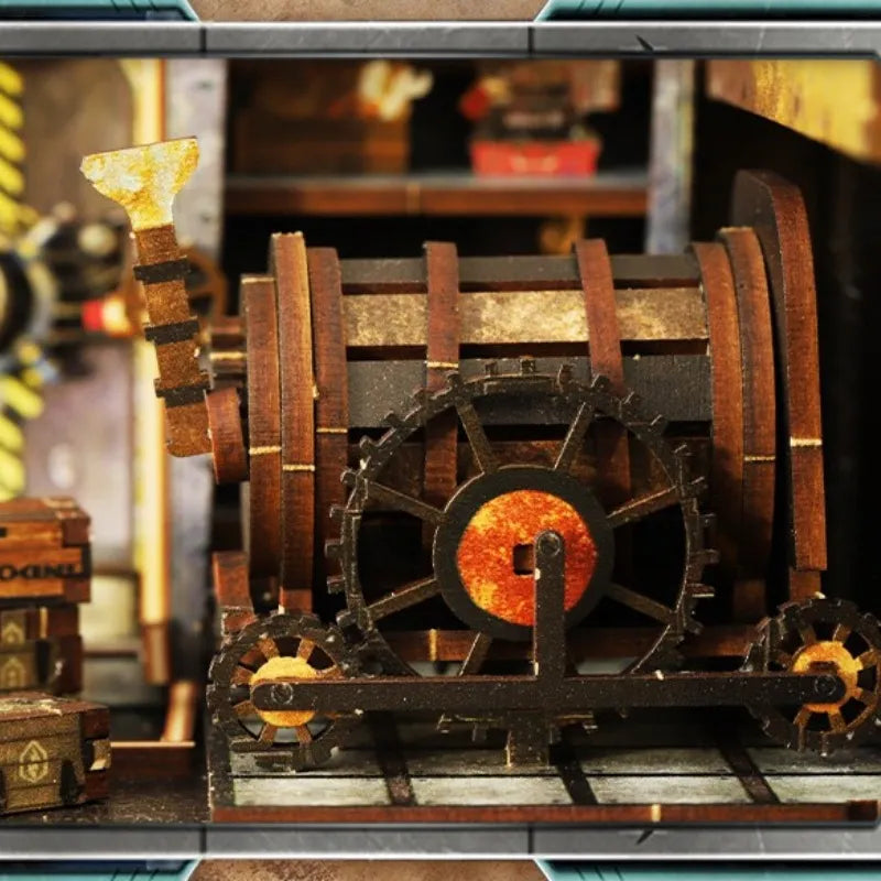 Detailansicht eines dekorativen Elements im Book Nook - Mechanical Rhythm mit feinen Details