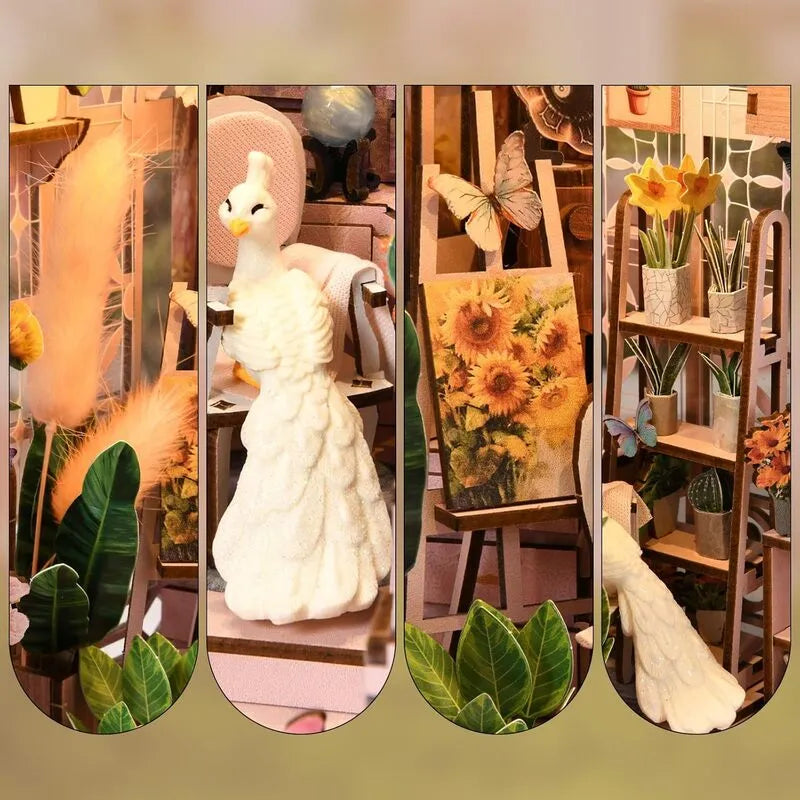 Detailansicht eines dekorativen Elements im Book Nook - Mini Greenhouse Flower Room mit feinen Details