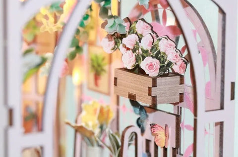 Book Nook - Mini Greenhouse Flower Room Gesamtansicht mit detaillierter Szenerie